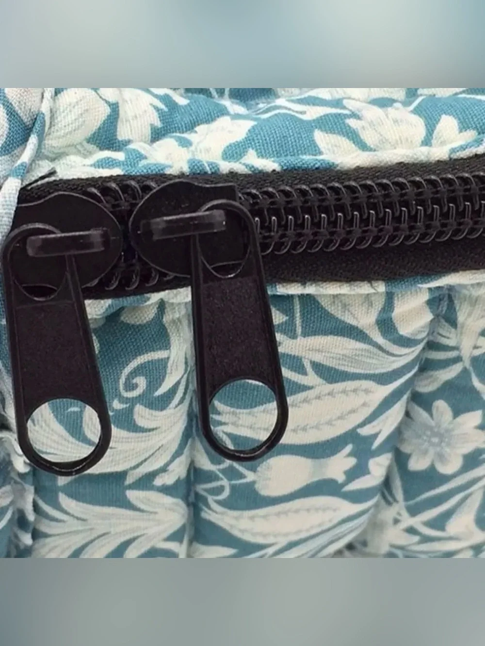 Teal Floral Zip Cosmetic Case